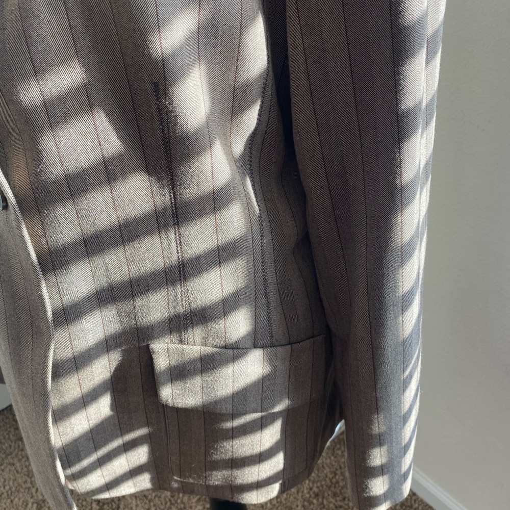 Ann Klein, Blazer, Tan with brown stripes, Size 12 - Picture 3 of 8